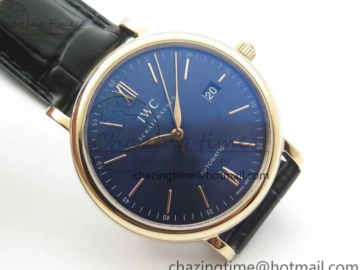 MIROTIME 0428 MoistureWicking Portofino Automatic RG IW356522 FKF 1:1 Best Edition Blue Dial on Black Croco Strap A 7109